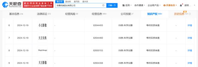 荣耀申请大王影像小王影像商标荣耀申请大王长焦商标(图1)